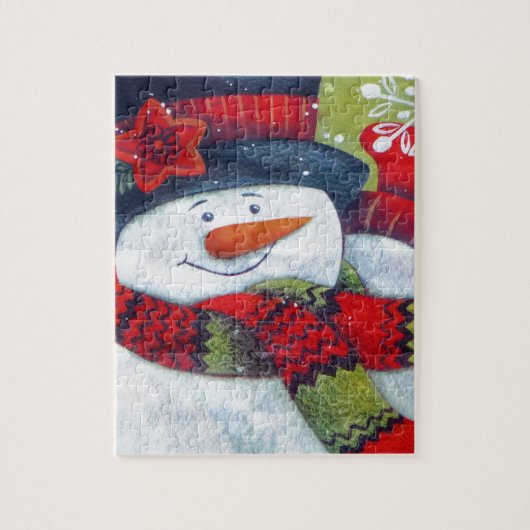 Snowman Wearing Scarf Legpuzzel (Verticaal)