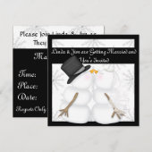 Snowman Wedding Invitations with Snowflakes Kaart (Voorkant / Achterkant)