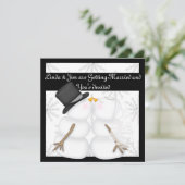 Snowman Wedding Invitations with Snowflakes Kaart (Staand voorkant)