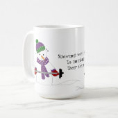 Snowman Weight Lifting met Gezegde Koffiemok (Voorkant links)