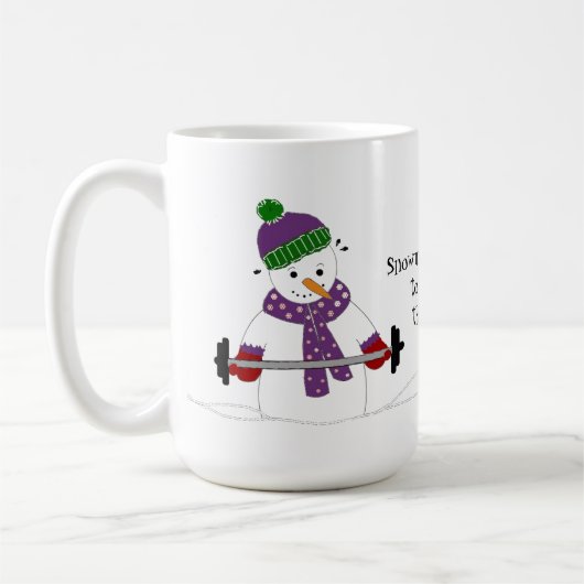 Snowman Weight Lifting met Gezegde Koffiemok (Links)