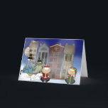 Snowman Welkom Feestdagen Kaart<br><div class="desc">Een leuk ontwerp voor iedereen met Kerstmis is mijn "Snowman Welcome"-ontwerp. Het ontwerp toont de elfen en sneeuwpoppen buiten hun stadshuizen en verwelkomt iedereen. Het ontwerp is gemaakt door Sketchart26 met behulp van kunstwerk van Trina Clark & Digi Web Studio (www.digiwebstudio.com) en een link naar de website van Cheryl Sealer...</div>