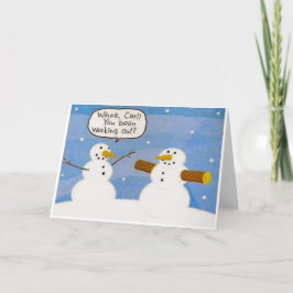 Snowman werkt uit logs Wenskaart Feestdagen Kaart