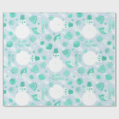 Snowman White Mint Blue Cadeaupapier (Vlak)