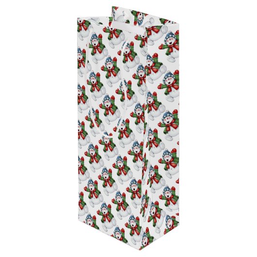 Snowman Wijn Cadeautas (Achterkant Gekanteld)