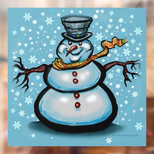 Snowman Window Cling Raamsticker (Vel 2)
