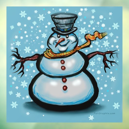 Snowman Window Cling Raamsticker (Vel 3)