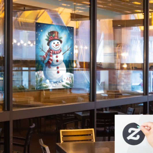 Snowman Window Cling Raamsticker (Restaurant Raam)