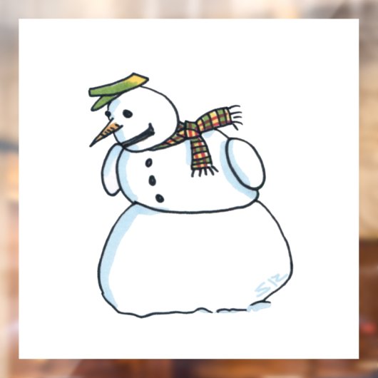 Snowman window cling raamsticker (Vel 2)