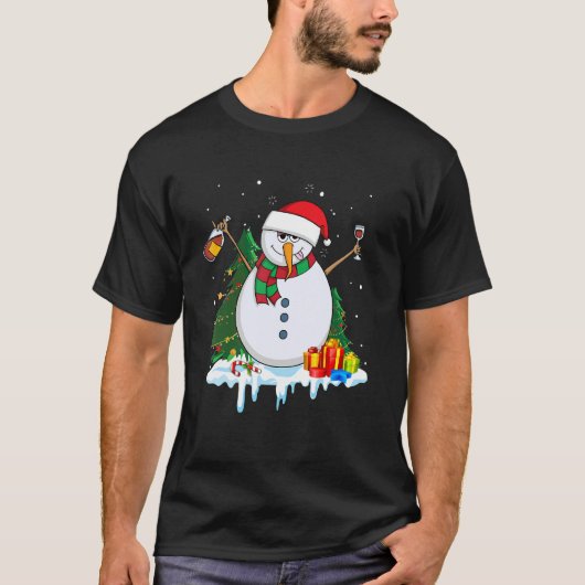 Snowman Wine Christmas  Drinking Wine  Xmas T-shirt (Voorkant)