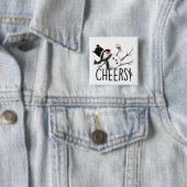 Snowman Wine Christmas Funny Drinking Wine Santa Vierkante Button 5,1 Cm (In situ)