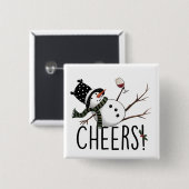 Snowman Wine Christmas Funny Drinking Wine Santa Vierkante Button 5,1 Cm (Voorkant /achterkant)