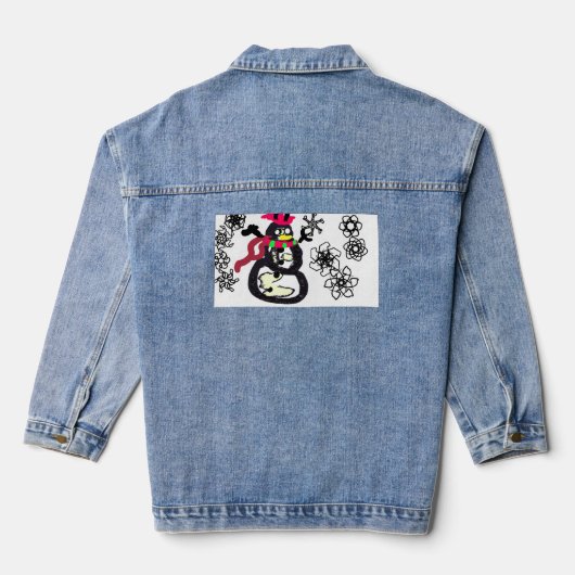 Snowman winter  denim jacket (Achterkant)
