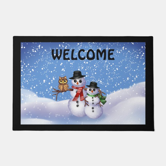 Snowman Winter Door Mat (Voorkant)