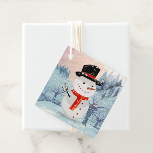 Snowman Winter Feestdagen | Kerstmis Bedankjes Labels (In situ)