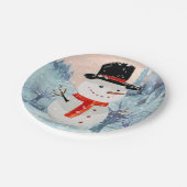 Snowman Winter Feestdagen | Kerstmis Papieren Bordje (Gekanteld)