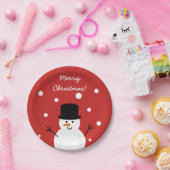 Snowman Winter Festive Holiday Snow Papieren Bordje (Feest)