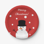 Snowman Winter Festive Holiday Snow Papieren Bordje (Voorkant)