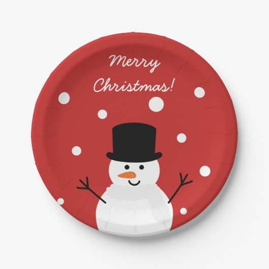 Snowman Winter Festive Holiday Snow Papieren Bordje (Voorkant)
