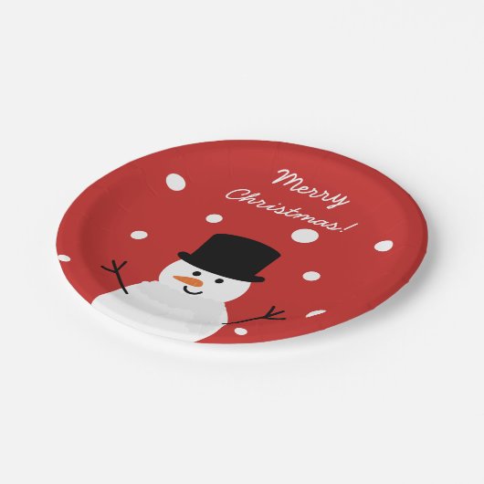 Snowman Winter Festive Holiday Snow Papieren Bordje (Gekanteld)