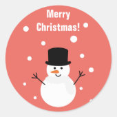 Snowman Winter Festive Holiday Snow Ronde Sticker (Voorkant)