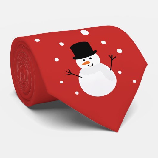 Snowman Winter Festive Holiday Snow Stropdas (Opgerold)