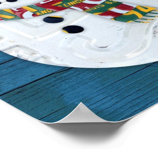 Snowman Winter Fun  License Bord Art Poster (Hoek)