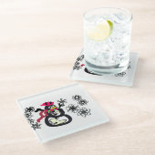 Snowman winter  glazen onderzetter (Schuin)