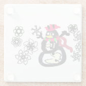 Snowman winter  glazen onderzetter (Achterkant)