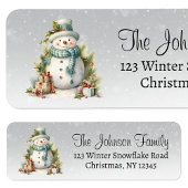 Snowman Winter Holiday Christmas Return Address Etiket