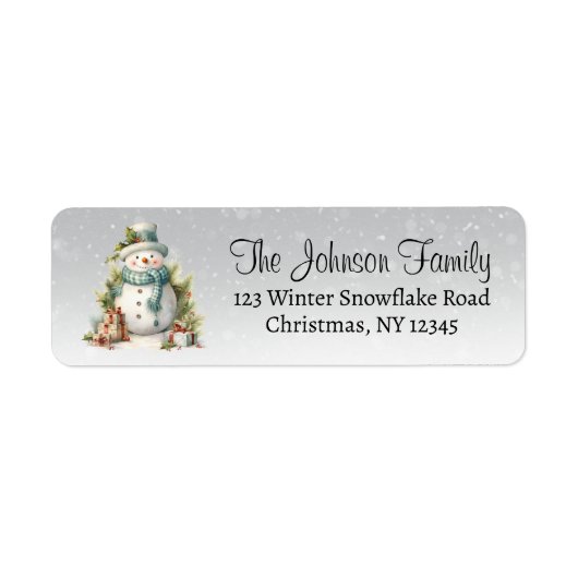 Snowman Winter Holiday Christmas Return Address Etiket (Voorkant)