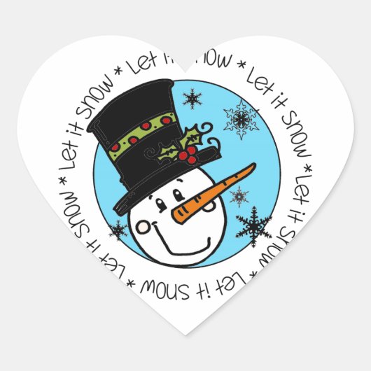 Snowman Winter Holiday laat het sneeuwen Hart Sticker (Voorkant)