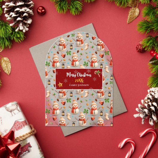 Snowman Winter Holiday - Merry Christmas Acryl Uitnodigingen (Insity (Feestdagen))