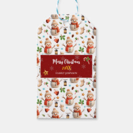 Snowman Winter Holiday - Merry Christmas Cadeaulabel