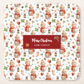 Snowman Winter Holiday - Merry Christmas Kartonnen Onderzetters (Voorkant)