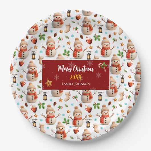 Snowman Winter Holiday - Merry Christmas Papieren Bordje (Voorkant)
