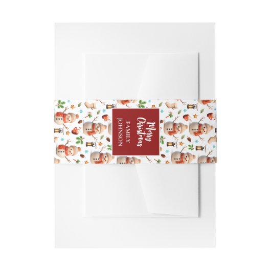 Snowman Winter Holiday - Merry Christmas Uitnodigingen Wikkel (Voorkant Voorbeeld)