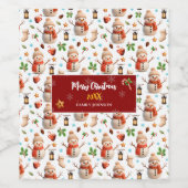 Snowman Winter Holiday - Merry Christmas Wijn Etiket (Enkel label)