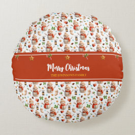 Snowman Winter Holidays - Merry Christmas Rond Kussen