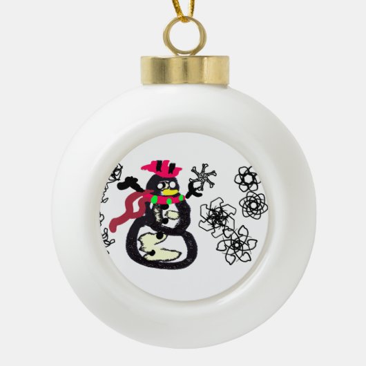 Snowman winter  keramische bal ornament (Voorkant)