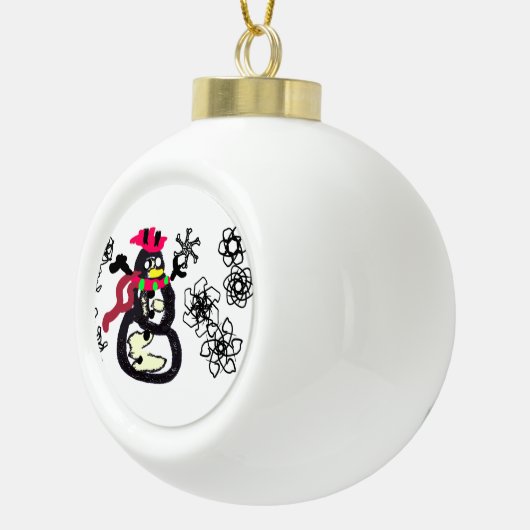 Snowman winter  keramische bal ornament (Rechts)