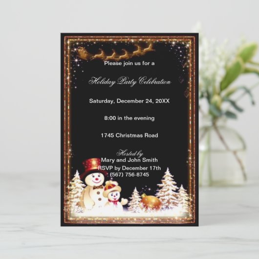 Snowman Winter Kerstfeest uitnodiging (Staand voorkant)