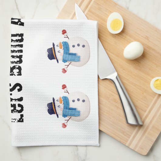 Snowman Winter Keuken Handdoek (Quarter Fold)