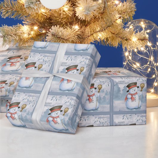 Snowman Winter Merry Typography Holiday Kerstmis Cadeaupapier (Feestdagen)