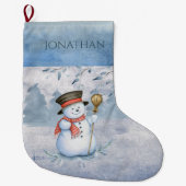 Snowman Winter Merry Typography Holiday Kerstmis Grote Kerstsok (Voorkant)