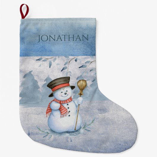 Snowman Winter Merry Typography Holiday Kerstmis Grote Kerstsok (Voorkant)