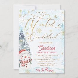 Snowman Winter One-derland Birthday Invitation Kaart