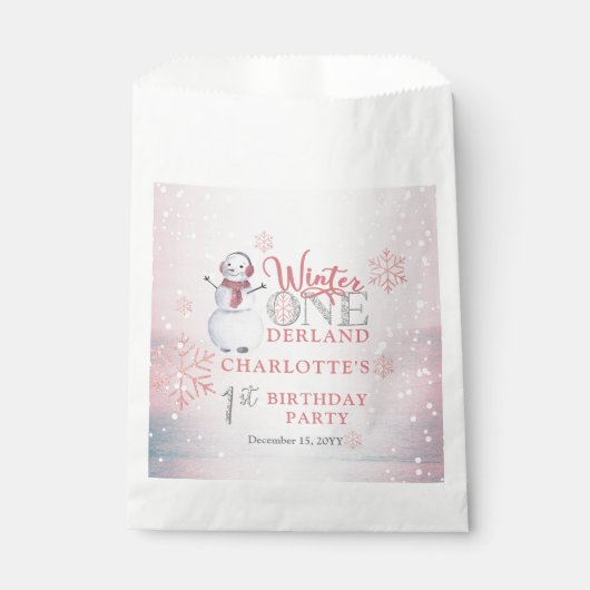 Snowman Winter ONEderland 1e verjaardag Bedankzakje (Voorkant)
