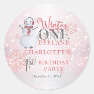 Snowman Winter ONEderland 1e verjaardag Ronde Sticker