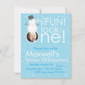 Snowman Winter ONEderland 1e verjaardag Uitnodigin Kaart (Voorkant)